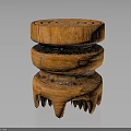 Wooden Furniture Stool With Multi Layered Carved Design And Claw Feet Base