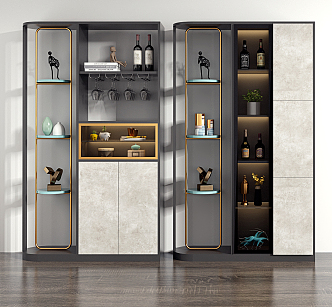 Modern Wine Cabinet Multi-function Wine Cabinet with Porch Partition 3d model