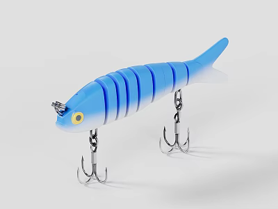 Fish Tank Aquarium Blue Fish Shaped Lure Decor With Multiple Hooks 3d model