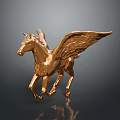 Golden Pegasus Sculpture Decorative Ornament Set For Home Decor With Shiny Metallic Finish