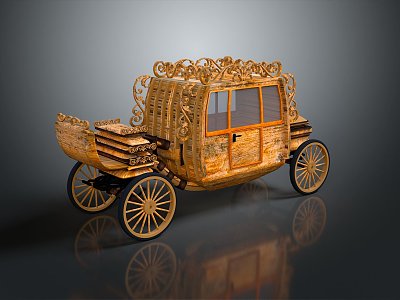 European-style carriage, luxury carriage, four-wheeled carriage 3d model