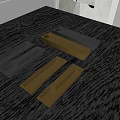 Stylish Modern Cabinet Handles In Black Gold Brown Metal On Wood Grain Tabletop