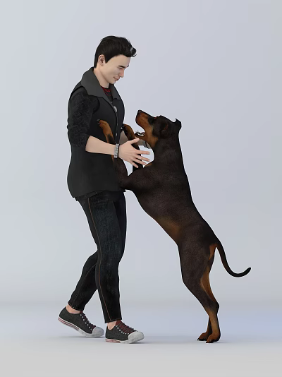 Modern Man Man Dog 3d model