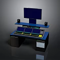 Professional Control Console Workstation With Large Monitor Multiple Screens Speakers And Cabinets