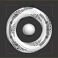 Modern White Sphere Surrounded By Complex Hollow Ring Structure With Wing Like Design Elements 3d model