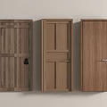 Wooden Swing Doors With Different Panel Designs And Metal Handles For Interior 3d model