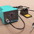 Turquoise Industrial Electric Soldering Iron Kit With Main Unit Sponge Holder And Power Cord