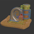Shiny Golden Metallic Mechanical Component Featuring Turbo Like Structure And Base