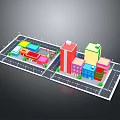 Colorful Miniature City Model Featuring Various Colored Buildings Roads And Green Areas
