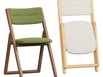Modern High Quality Solid Wood Folding Dining Chair With Comfortable Fabric Padded Seat And Backrest 3d model
