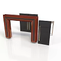 Sleek Modern Wooden Console Cabinet With Black Panels And Open Door Design