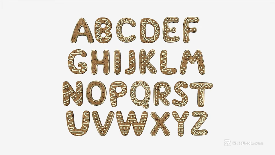 Alphabet Shaped Decorative Lights with Ornate Patterns and Brown Color for Home Decoration 3d model 