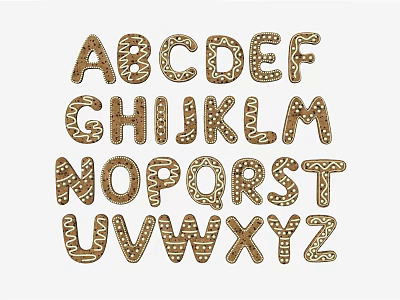 Alphabet Shaped Decorative Lights with Ornate Patterns and Brown Color for Home Decoration 3d model