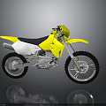 Yellow Off Road Motorcycle With White Accents Black Seat And Grey Background Reflection