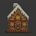 Festive Gingerbread House Design With Orange Roof White Icing Candy Cane And Striped Base