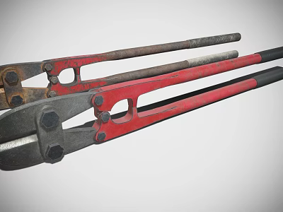Heavy Duty Red And Black Bolt Cutters As Essential Hardware Tools 3d model