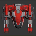 Red Mechanical Robot Character With Armored Exoskeleton And Weaponized Arm Cannons 3d model