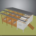 Wooden Framed Building With White Walls Multi Layered Roofs And Exterior Balconies