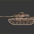 Detailed Military Tank With Camouflage Paint Tracks And Long Gun Barrel