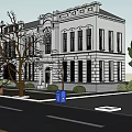 Historic Classic Architecture Building With White Exterior Windows And Street Trees