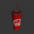 Classic Red Coca Cola Beverage Cup With Plastic Straw And Secure Lid 3d model