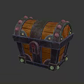 Wooden Treasure Chest with Metal Rivets Curved Top Decorative Lock Storage Box