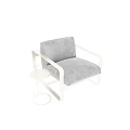 Modern Leisure Chair With Metallic Frame Dark Fabric Upholstery And Round Side Table