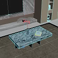 Modern Living Room Marble Coffee Table With Black Metal Legs Vase And Book