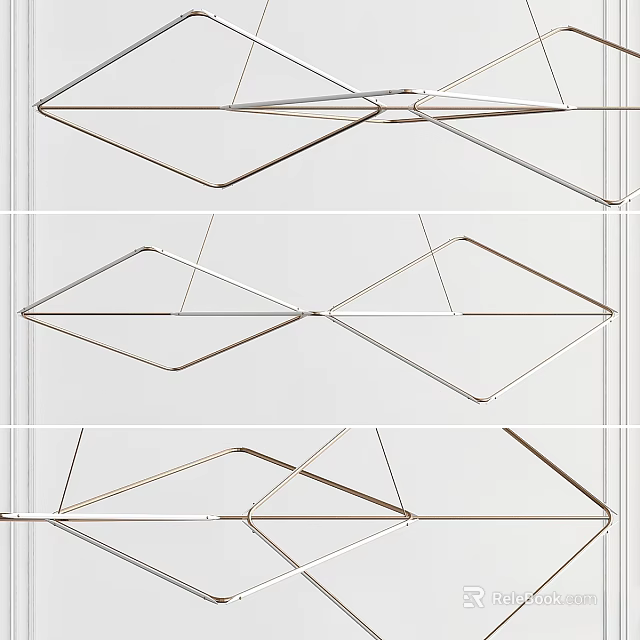 Modern Geometric Metal Frame Chandelier For Contemporary Living Space Decor 3d model 