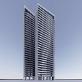 Modern Twin Skyscrapers With Sleek Glass Curtain Walls And Contemporary Urban Design