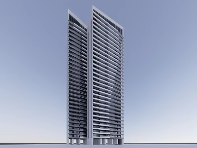 Modern Twin Skyscrapers With Sleek Glass Curtain Walls And Contemporary Urban Design 3d model