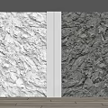 Two Different Textured Stone Walls In Modern Interior With Central White Divider And Wooden Floor
