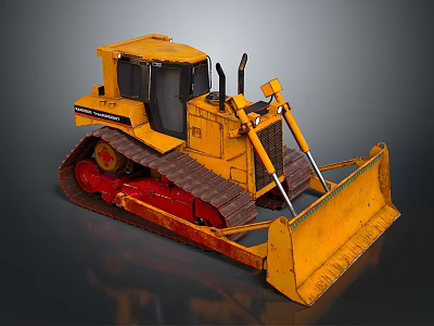 Yellow Heavy Duty Bulldozer For Construction With Tracks And Blade 3d model