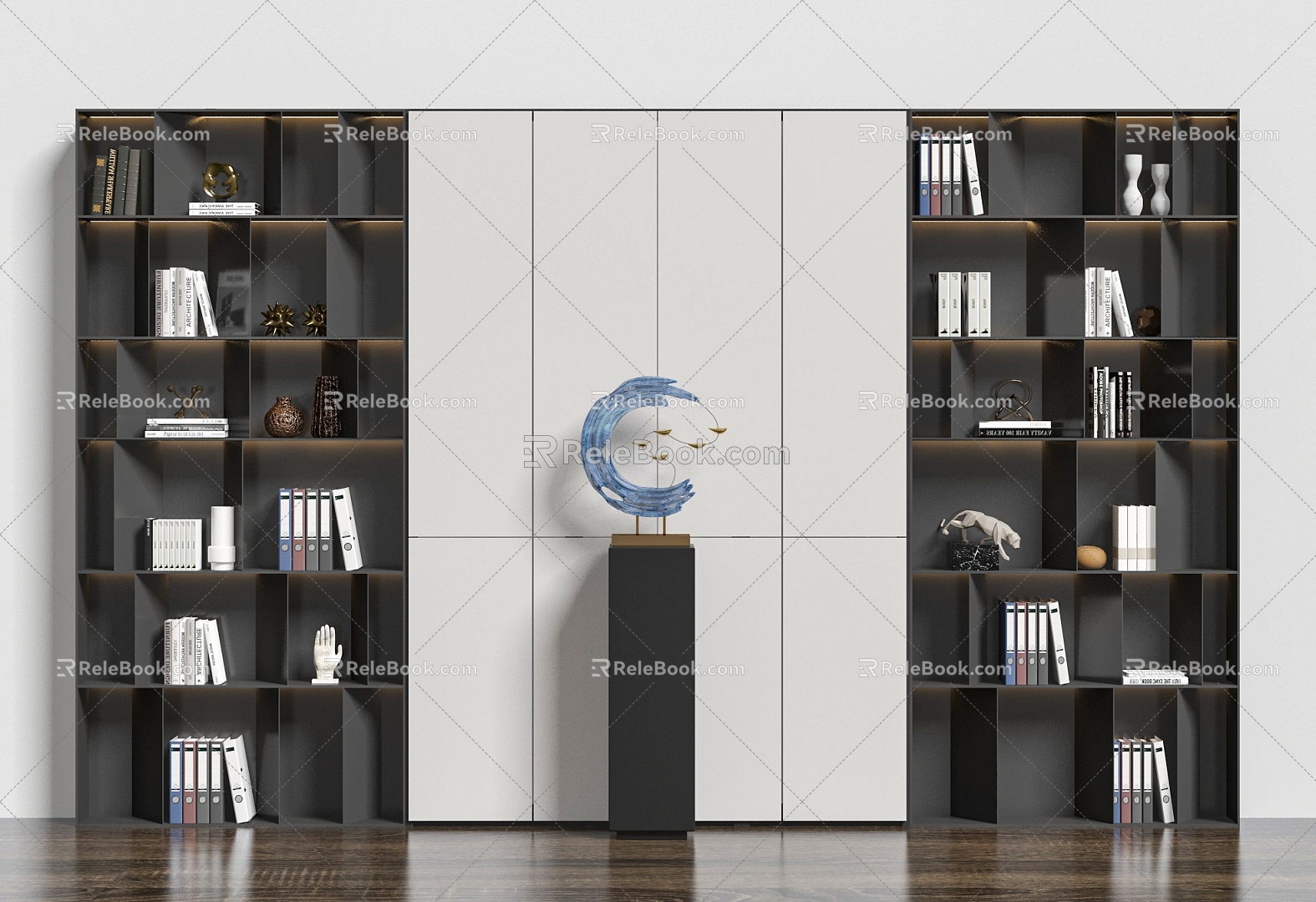 Storage shelf closet background wall model