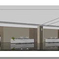 Spacious Modern Hotel Lobby Interior With Marble Flooring Green Plants And Reception Desk