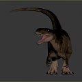 Realistic 3D Rendered Dinosaur Standing With Open Mouth And Grey Background