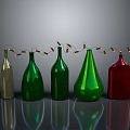 Colorful Glass Bottles With Illuminated String Lights In Decorative Arrangement
