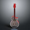 Elegant Red And Silver Acoustic Guitar For Modern Household Musical Use