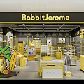 RabbitJerome Clothing Store Featuring Yellow Decor And Cartoon Display Mannequins