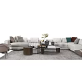 Modern Sofa And Coffee Table Combination With Soft Cushions And Decorative Pillows 3d model