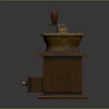 Vintage Wooden Manual Grinder With Brass Decorations And Drawer Design