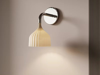 Modern Wall Sconce With Cream Ribbed Shade And Chrome Finish 3d model