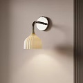 Modern Wall Sconce With Cream Ribbed Shade And Chrome Finish