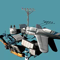 3D Models of Airport Ground Equipment Featuring Airplane Towing Truck and Baggage Cart