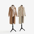 Brown And Beige Long Suede Coats With Turtleneck Sweaters And Scarf