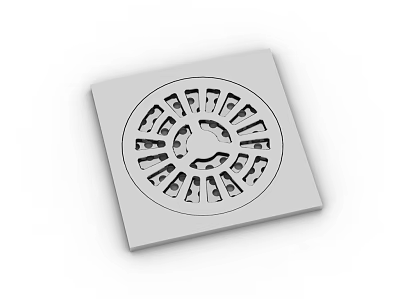 Durable Square Bathroom Floor Drain With Circular Drainage Holes Design 3d model
