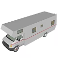 White Recreational Vehicle with Red Stripes and Multiple Windows for Travel