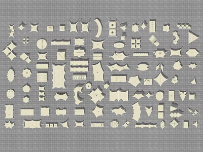 Decorative Craft Cutting Dies With Various Geometric Shapes And Curved Patterns 3d model