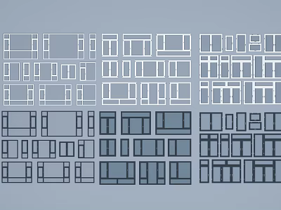 Floor To Ceiling Windows With Various Shapes And Sizes Design Outlines 3d model