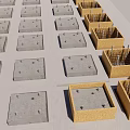 Road Infrastructure Construction With Neatly Arranged Concrete Blocks And Rebar Frames 3d model